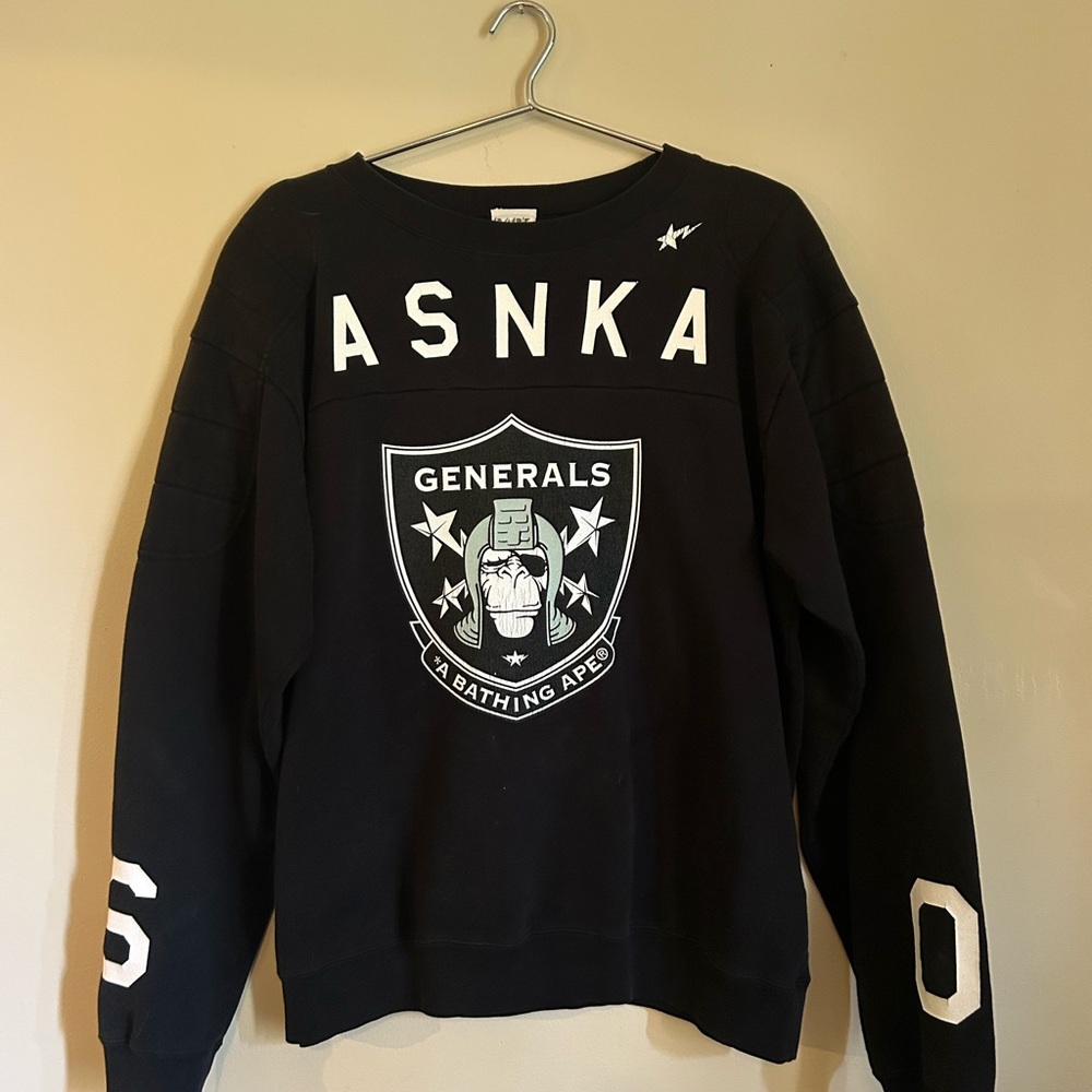2006 Vintage Bape x Nigo Generals ASNKA Black Crewneck Sweater Size Medium